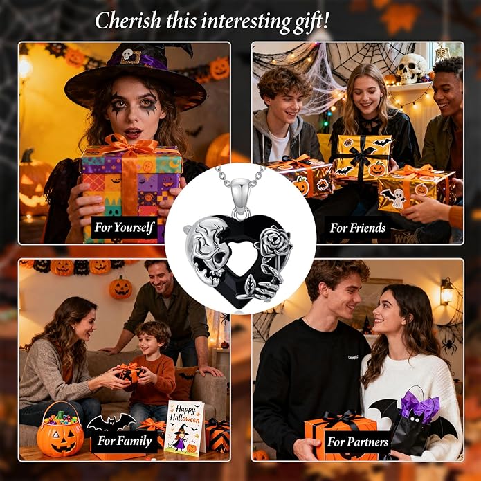KoyeKei Sterling Silver Halloween Necklace Gothic Jewelry Gifts for Women Men