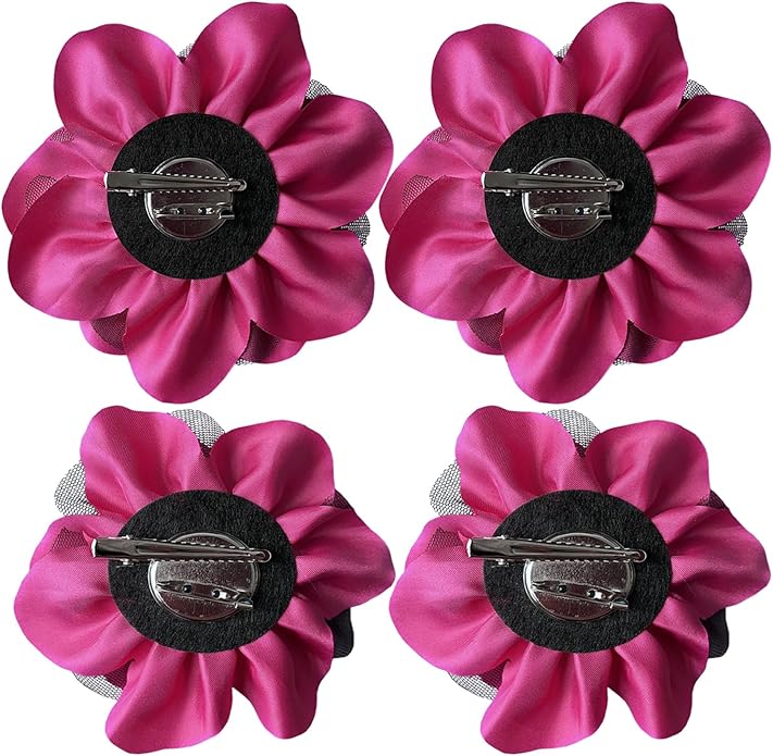 Women's Brooches 4pcs Rose Flower Hair Clip Flamenco Dancer Pin up Mexican Hair Flowers Clips Hairpin Brooch Tea Party Hats Headpieces