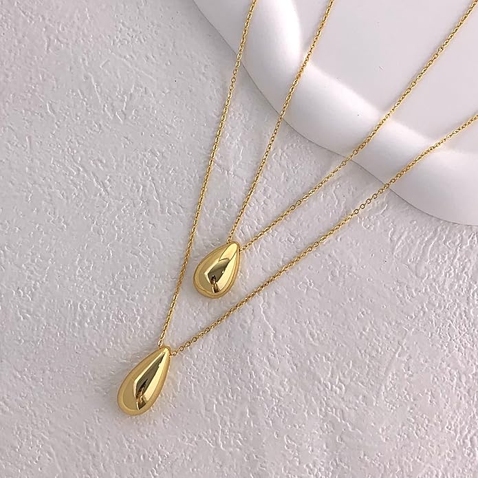 Dainty Layered Necklaces for Women Teardrop Long Pendant Chunky Necklace Trendy Jewelry Gift