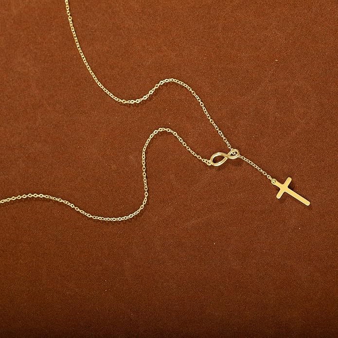 Lariat Necklace for Women, Dainty 14K Gold/Silver Plated Long Necklaces for Women Trendy Simple Layered Y-Shaped Drop Pendant Necklace Adjustable Gold Jewelry Gifts For Her Christmas Stocking Stuffer