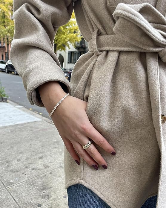 PAVOI 14K Gold Plated 3mm Cubic Zirconia Classic Tennis Bracelet | Gold Bracelets for Women | Size 6.5-7.5 Inch