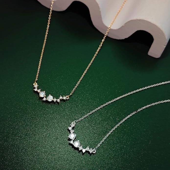 Zeffy Diamond Necklaces for Women, Dainty Gold Necklace 18k Gold Plated Layered Necklaces Simple Gold CZ Diamond Pendant Necklaces for Women Trendy Jewelry Gifts for Girls