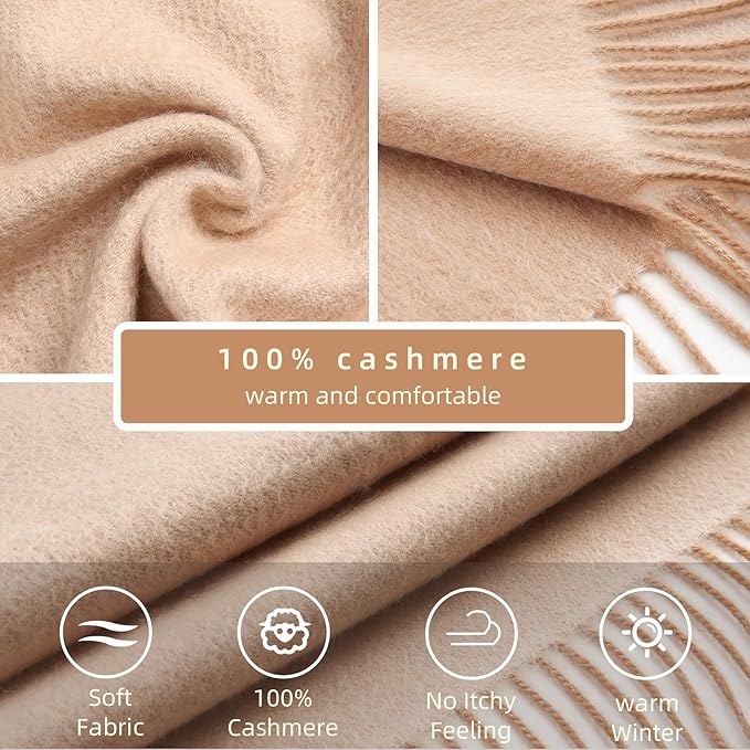 HOTDAY Cashmere Scarf - Winter Warmer With Double-sided Solid Color, Water Wave Pattern
