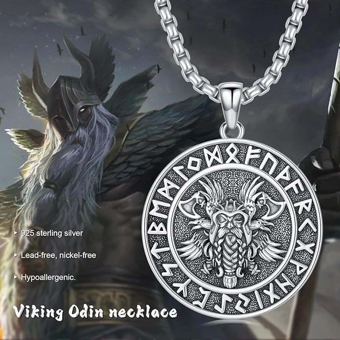 KoyeKei Viking Necklace for Men 925 Sterling Silver Viking Norse Pagan Jewelry Gifts for Women