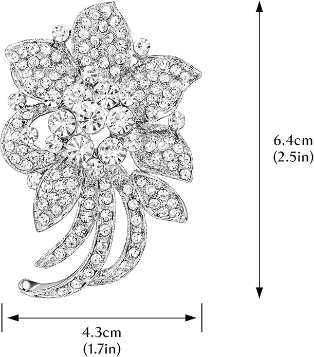 HAISWET Wedding Bridal Rhinestone Flower-shape Brooch Pin for Women