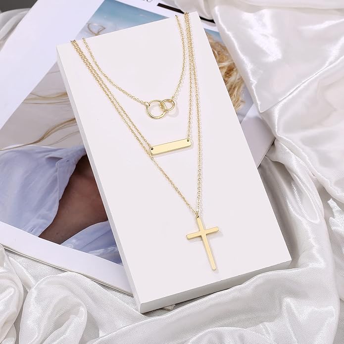 Turandoss Gold Layered Necklaces for Women - 14K Gold Plated Handmade Multilayer Bar Pearls Coin Disc Moon Butterfly Medallion Adjustable Dainty Layered Choker Necklaces for Women Jewelry