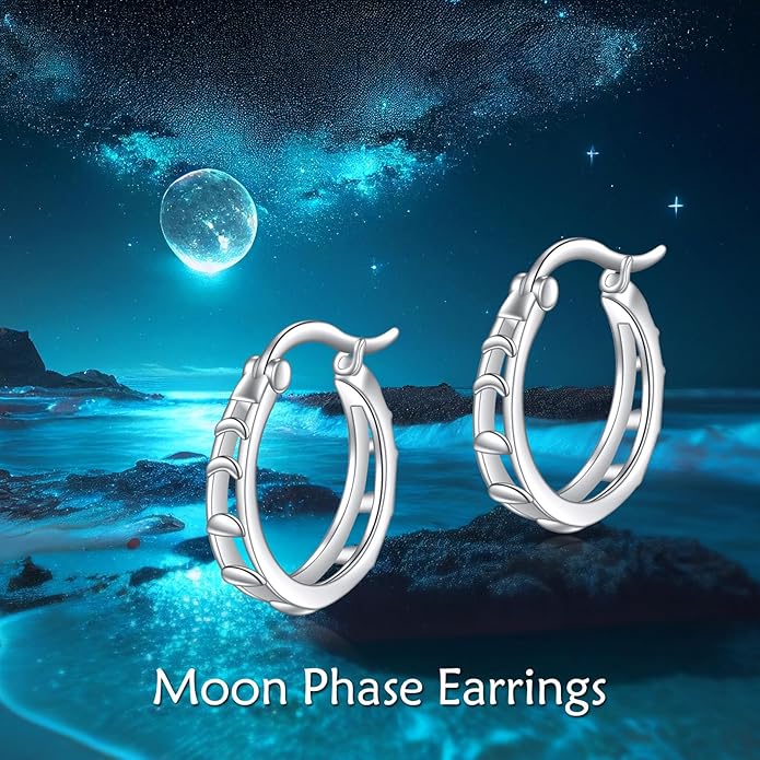 Sterling Silver Hoop Earrings Small Hoop Sun/Leaf/Triangle Huggie Earrings for Women Hypoallergenic