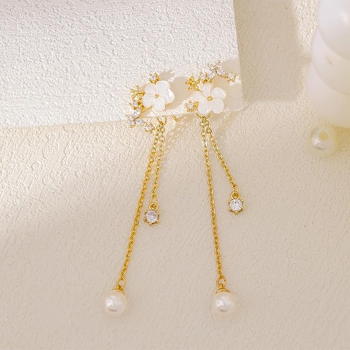 14K Gold Plated Butterfly Dangle Earrings for Women - Dainty, Trendy, Hypoallergenic CZ Drop Earrings - Simple Long Dangling Jewelry