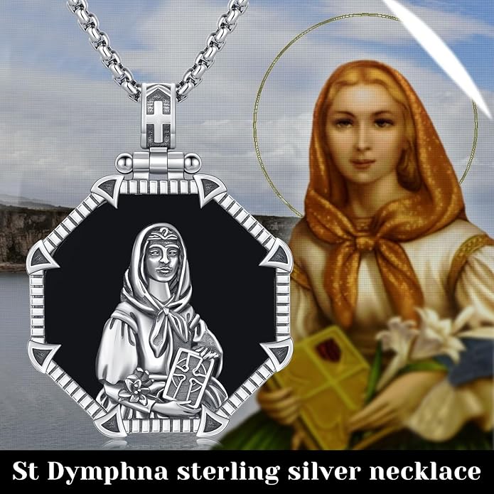 Taioiat Saint Necklace 925 Sterling Silver St Necklace Amulet Pendant Jewelry Religious Gift for Men Women