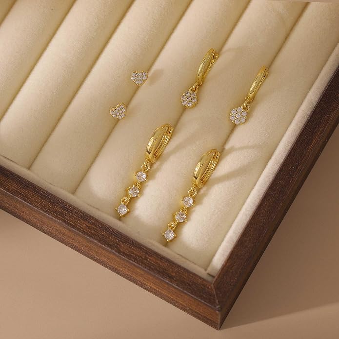 14K Gold Plated Butterfly Dangle Earrings for Women - Dainty, Trendy, Hypoallergenic CZ Drop Earrings - Simple Long Dangling Jewelry