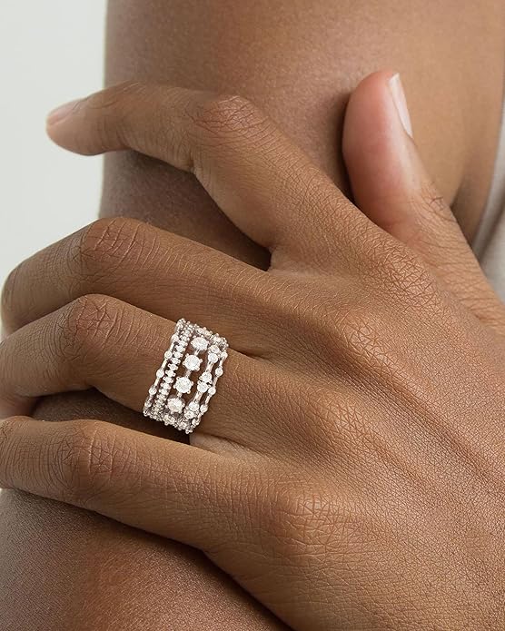 FUNEIA Stackable Silver Gold Rings for Women Non Tarnish 14K Gold Plated Thumb Cubic Zirconia Rings for Women Dainty Pinky Promise Wedding Ring Set Women's Engagement Eternity Band Rings Gold Jewelry