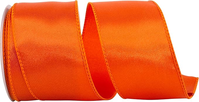 Reliant Ribbon 92575W-058-40F Satin Value Wired Edge Ribbon, 2-1/2 Inch X 10 Yards, Orange