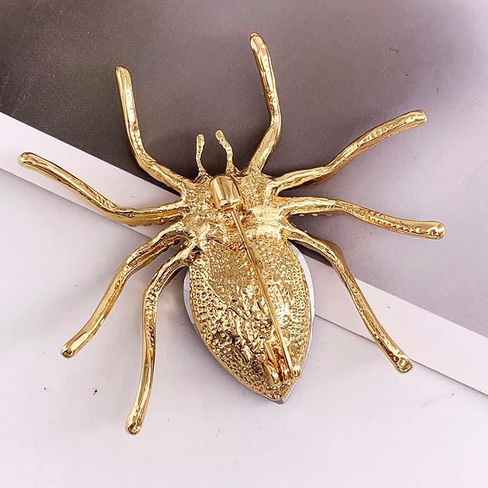 SELOVO Spider Scarf Brooch Pin Broach Crystal Jewelry Rose Gold Tone