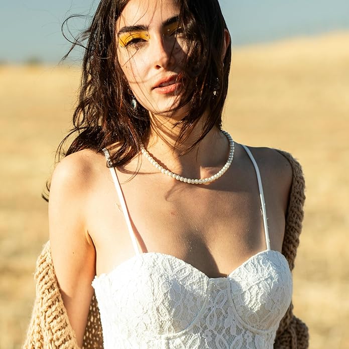 Natural Pearls Choker Necklace for Women Freshwater Baroque Pearl Strand Necklace Chain Cultured Baroque Pearl 18K Gold Plated & S925 Sterling Silver Clasp Choker