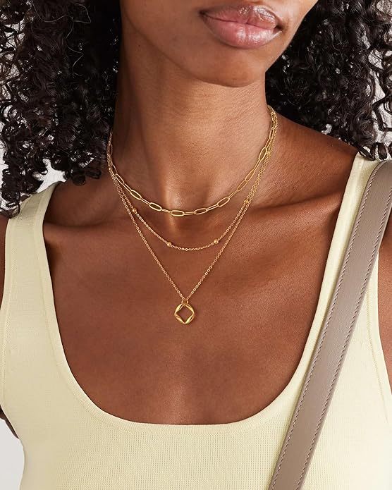 Layered Gold Silver Necklace for Women Non Tarnish,Dainty Choker Statement Chunky Necklace Stack Charm Pendant Chain Necklace Set 14K Gold Plated Long Stacked Womens Necklaces Trendy Jewelry Gift