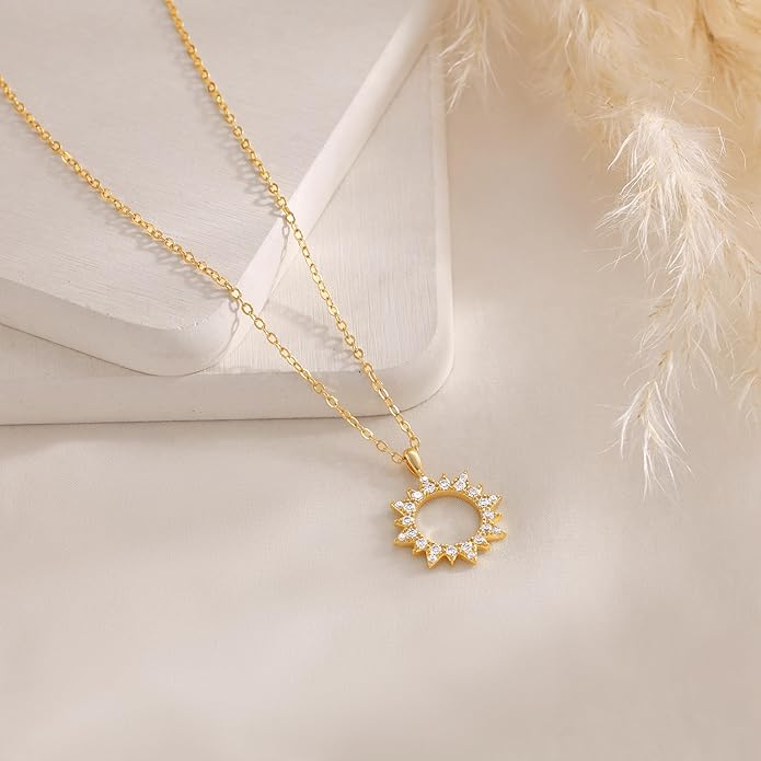 CHESKY Layered Necklaces for Women Trendy, Dainty 14k Gold Plated Pendant Necklace Layering Necklace for Women Non Tarnish Hypoallergenic Sun Gold Necklace Stack Gold Jewelry for Women Gifts