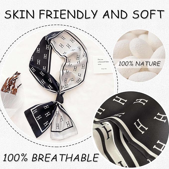 Dailyacc Hair Scarf for Women Fashion Silky Satin Headscarf Wrap Breathable Lightweight Neck Scarves For Handbag