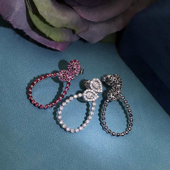 Moissanite Hoop Earrings for Women, S925 Sterling Silver, 18K White Gold Plated, D Color VVS1