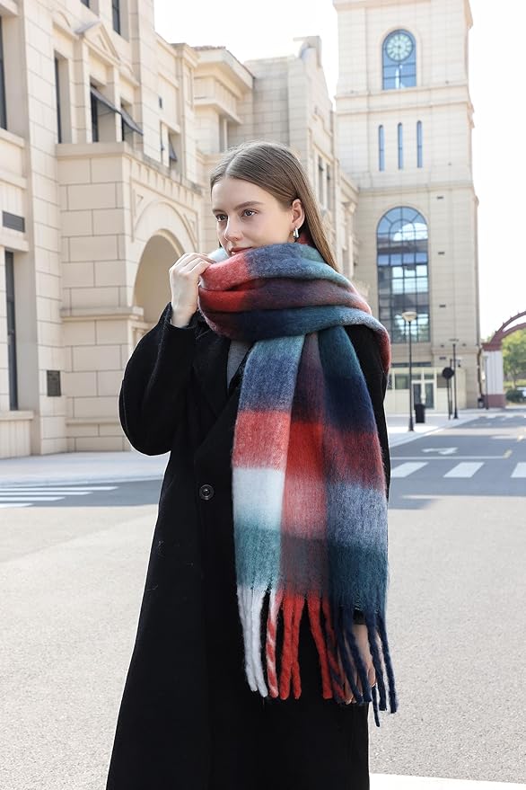 Wander Agio Winter Women Warm Scarf Long Shawl Large Scarves Cold Weather Thick Blanket Scarfs Colorful Plaid