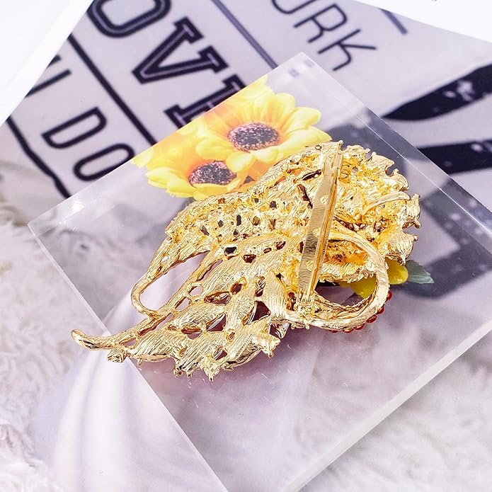 LAXPICOL Vintage Clear Austrian Crystal Elegant Flower Bouquet Wing Brooch for Women