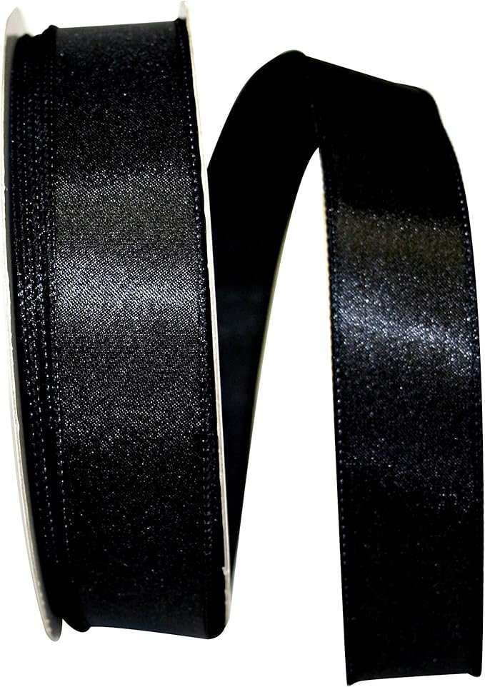 Reliant Ribbon 92575W-031-09K Satin Value Wired Edge Ribbon, 1-1/2 Inch X 50 Yards, Black