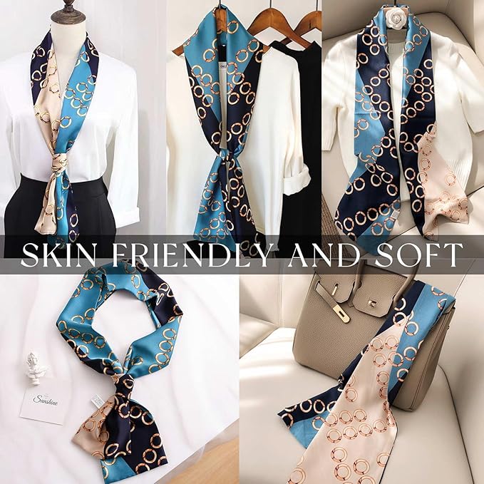 Dailyacc Hair Scarf for Women Fashion Silky Satin Headscarf Wrap Breathable Lightweight Neck Scarves For Handbag