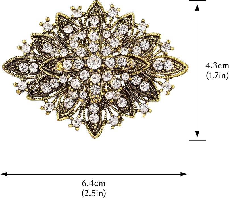 HAISWET Vintage Art Deco Crystal Rhinestone Brooch Pin for Women