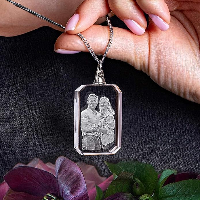ArtPix 3D Crystal Photo Custom Necklace, Personalized Valentines Day Gift for Women, Men, Her, Him