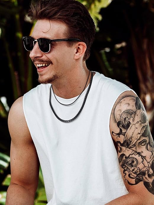 PROSTEEL Stylish Stainless Steel Round Link Chain Necklace for Men, 2mm/4mm/6mm/8mm. Silver/Gold/Black Tone, Hypoallergenic Jewelry, 14"-30", Come with Box