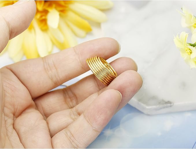 MILACOLATO 1mm Stainless Steel Stacking Rings for Women | Thin 14K Gold Plated Band Rings | Stackable Knuckle Rings Thumb Pinky Midi Rings | Comfort-Fit Size 3/4/5/6/7/8/9