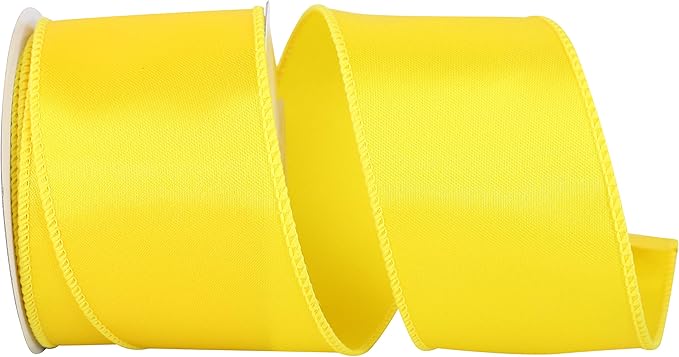 Reliant Ribbon 92575W-079-40F Satin Value Wired Edge Ribbon, 2-1/2 Inch X 10 Yards, Yellow