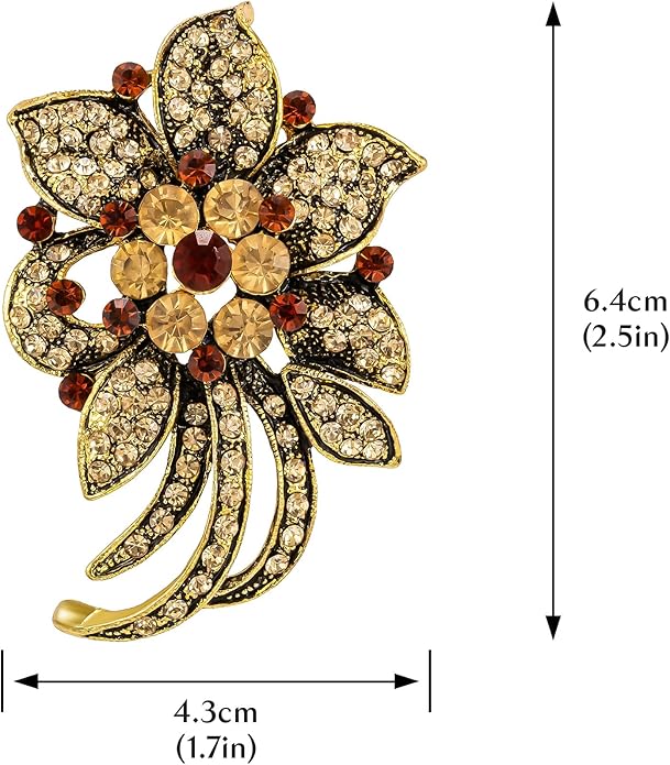 HAISWET Wedding Bridal Rhinestone Flower-shape Brooch Pin for Women