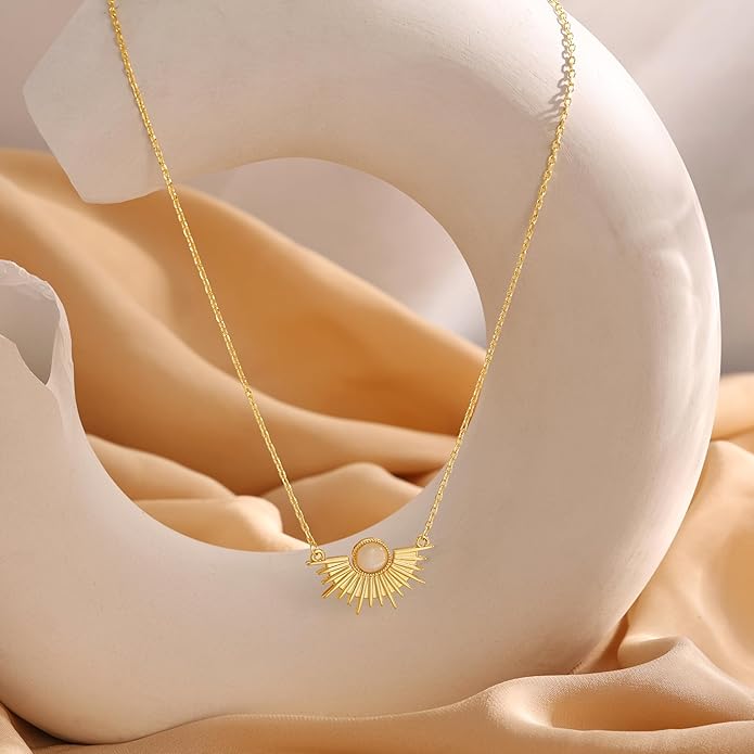 CHESKY Layered Necklaces for Women Trendy, Dainty 14k Gold Plated Pendant Necklace Layering Necklace for Women Non Tarnish Hypoallergenic Sun Gold Necklace Stack Gold Jewelry for Women Gifts