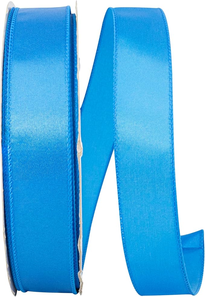 Reliant Ribbon 92575W-913-09K Satin Value Wired Edge Ribbon, 1-1/2 Inch X 50 Yards, Turquoise