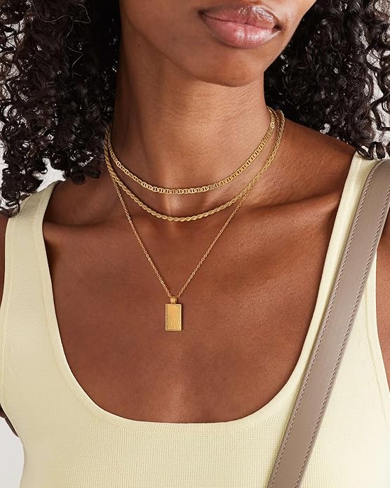 Layered Gold Silver Necklace for Women Non Tarnish,Dainty Choker Statement Chunky Necklace Stack Charm Pendant Chain Necklace Set 14K Gold Plated Long Stacked Womens Necklaces Trendy Jewelry Gift