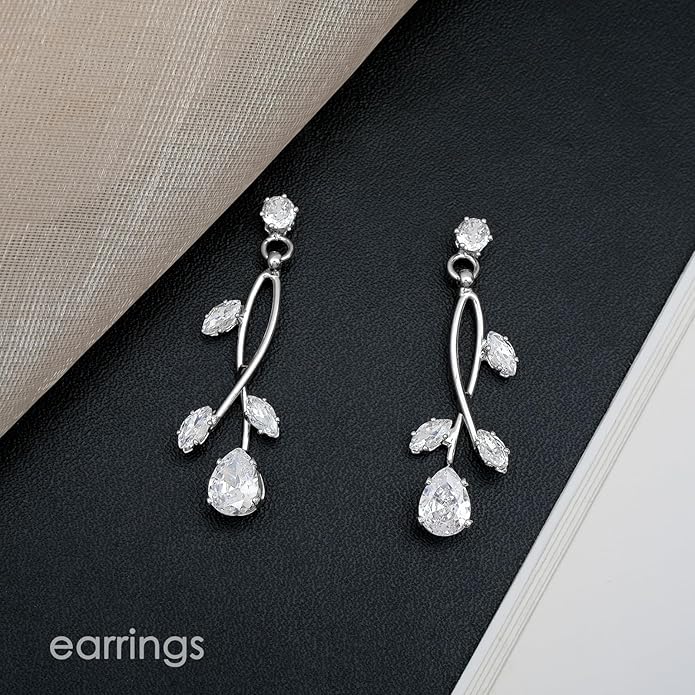 Elegant Bridal Jewelry Sets Clear Cubic Zirconia Wedding Necklace Earrings Bracelet Set for Birdes Bridesmaids CZ Prom Jewelry