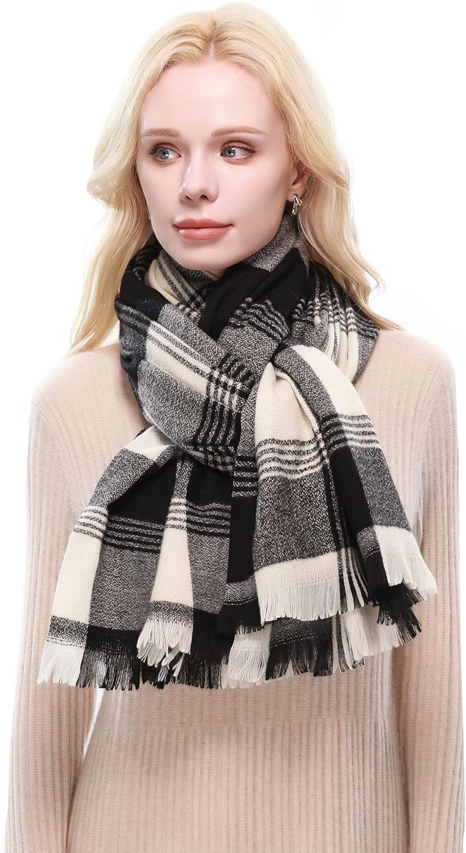 RIIQIICHY Plaid Scarf for Women Fall Winter Pashmina Scarves Wraps for Cold Weather Warm Large