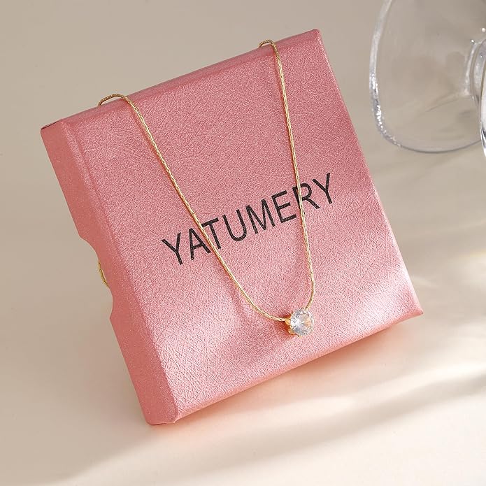 Cubic Zirconia Necklace, Dainty 14k Gold Plated Diamond Necklaces For Women Choker Necklace Simple Gold Plated CZ Jewelry Necklaces for Women Trendy Gifts