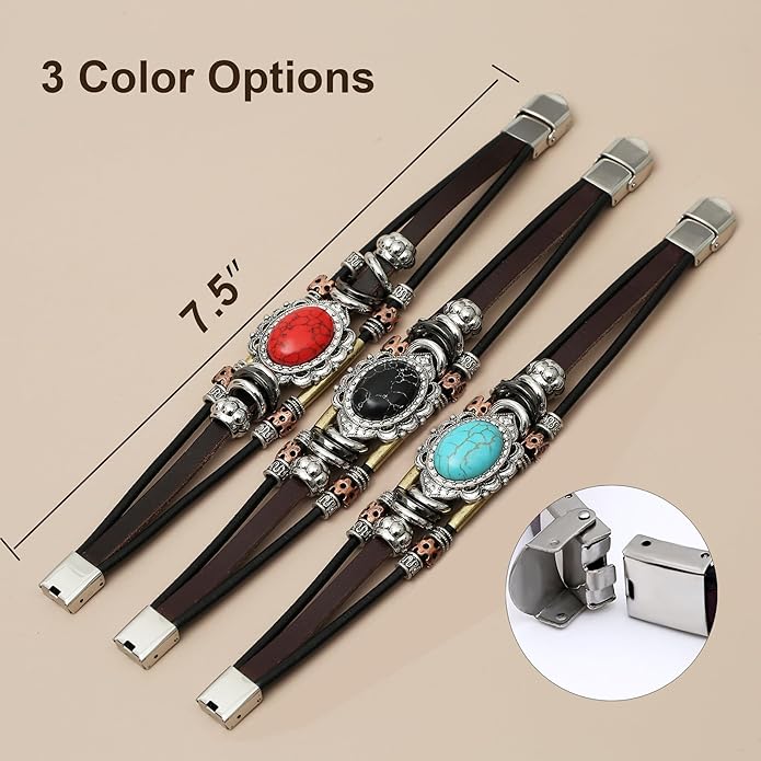 S SUSANN Leather Bracelets for Women Multilayer Bracelets for Women with Genuine Leather Layered Bracelets Boho/Bohemia Style Jewelry for Men and Woman