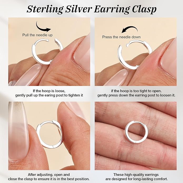 MOODEAR Valentines Day Gifts for Her 925 Sterling Silver Hoop Earrings - Small Huggie Earrings for Women, Hypoallergenic Trendy Cartilage Silver Earrings, Lightweight Jewelry