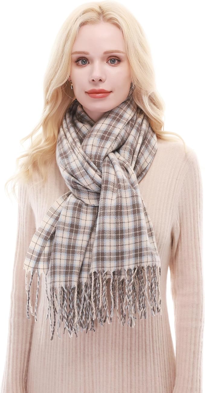RIIQIICHY Plaid Scarf for Women Fall Winter Pashmina Scarves Wraps for Cold Weather Warm Large