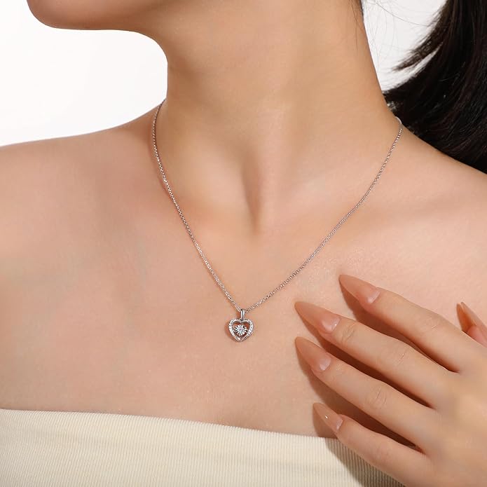 Sterling Silver Lab Grown Diamond Halo Pendant Necklace, Chain Included,ideal gift for anniversaries, birthdays, or any milestone celebration