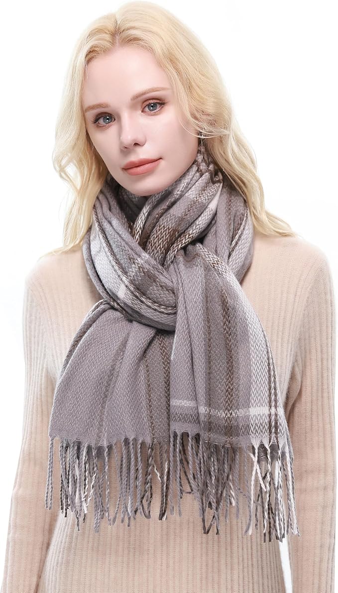 RIIQIICHY Plaid Scarf for Women Fall Winter Pashmina Scarves Wraps for Cold Weather Warm Large