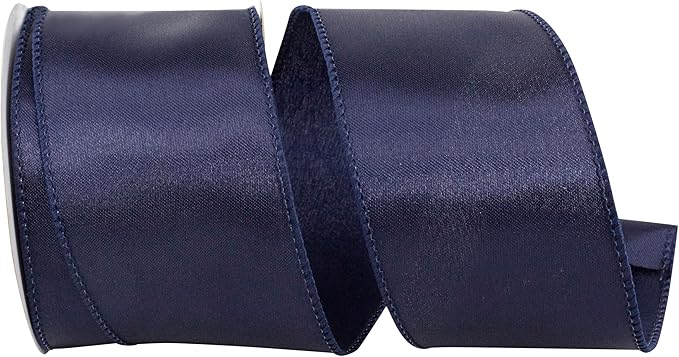 Reliant Ribbon 92575W-055-40F Satin Value Wired Edge Ribbon, 2-1/2 Inch X 10 Yards, Navy