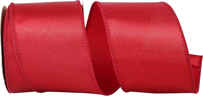 Reliant Ribbon Satin Value Wired Edge Ribbon, 2-1/2 Inch X 10 Yards, Scarlet