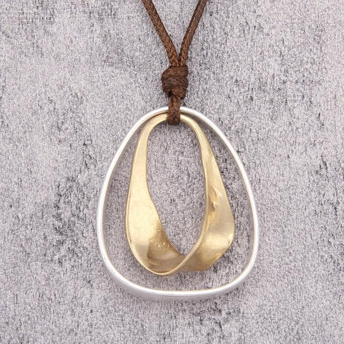 Boho Necklaces for Women Chunky Circle Necklace Layered Boho Circle Leather Choker Necklace Long Vintage Necklaces Bohemian Jewlery Gifts