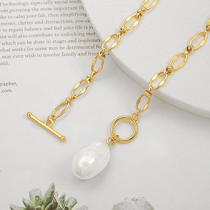 CANEVINKA Dainty Cross Medallion/Heart Pendant Chain Necklace 18K Gold Plated Oval Choker Fashion OT Toggle Jewelry Handmade for Women Simple Gold Charm Necklace