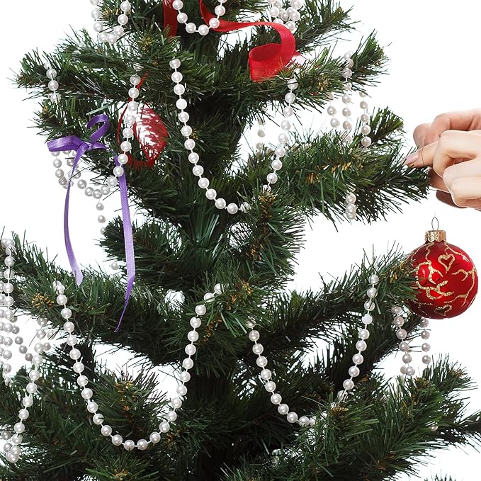 ZPEXRV 82 Feet Faux Pearl Beads Garland 6mm Craft String Pearls for Wedding Centerpiece Christmas Tree and Flowers Decoration DIY(White)