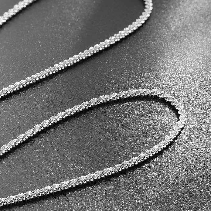 S925 Sterling Silver Sparkly Chain Necklace for Women - 0.8mm Sterling Silver Necklace Thick Sturdy Colourfast Chain Necklaces Jewelery for Women 16/18/20/22 Inch