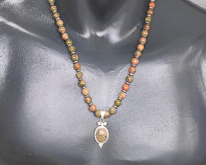 Natural Carnelian Agate Silver Pendant, Genuine Black Onyx Beaded Necklace, Gemstone Strong Necklace, 18x13 Cabachon, Fashion Dainty Jewelry, Healing Crystal Chakra Necklace, Minimalist Necklace